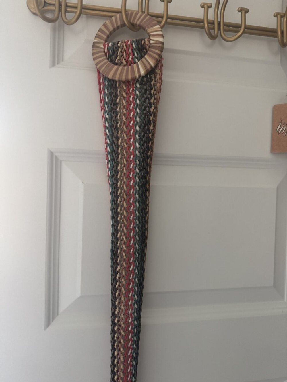 Anthropologie Multicolor Woven Belt XS Round Striped Buckle Boho